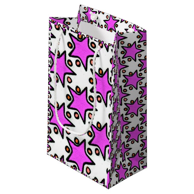 Pink Stars Small Gift Bag (Front Angled)