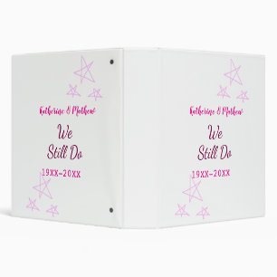 Pink stars Vow renewal anniversary wedding modern Binder