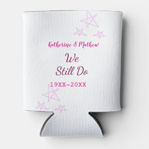 Pink stars Vow renewal anniversary wedding modern  Can Cooler