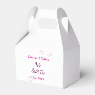 Pink stars Vow renewal anniversary wedding modern  Favor Box