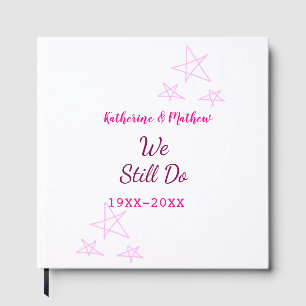 Pink stars Vow renewal anniversary wedding modern  Guest Book