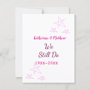 Pink stars Vow renewal anniversary wedding modern  Postcard
