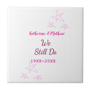 Pink stars Vow renewal anniversary wedding modern Tile