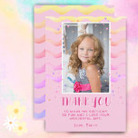Pink Stars Waves Birthday Kids Girl Photo  Thank You Card<br><div class="desc">Colourful Pink Stars and Waves Birthday Kids Girl Photo Thank You Card. Cute pink birthday thank you card for your friends and family. Upload your photo and personalize the card with your name and text. The card has colourful stars and waves. Great as thank you card for girls.</div>