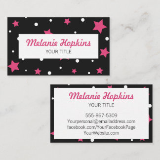 Pink Stars with White Dots Scroll Business Card