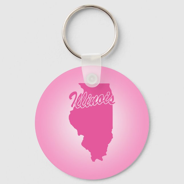 Pink State Illinois Keychain (Front)