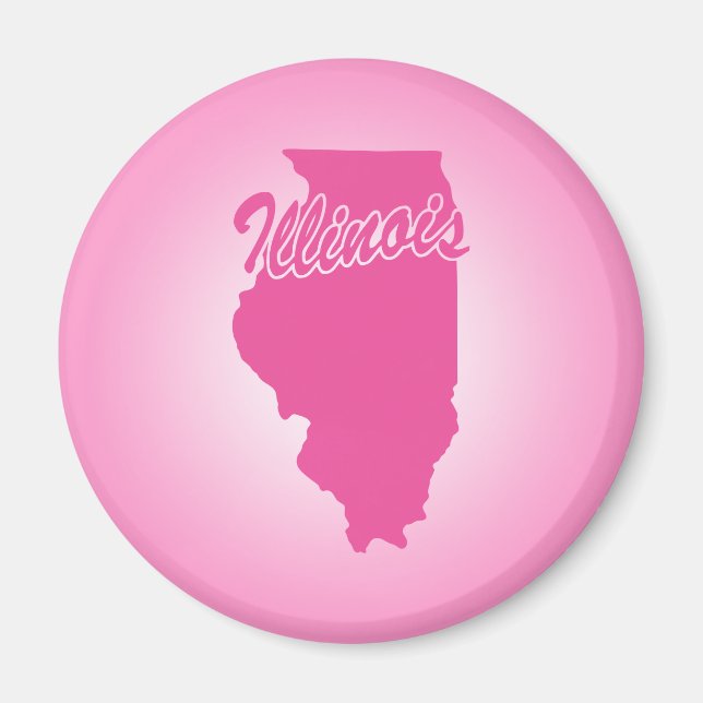 Pink State Illinois Magnet (Front)