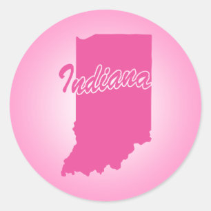 Pink State Indiana Classic Round Sticker