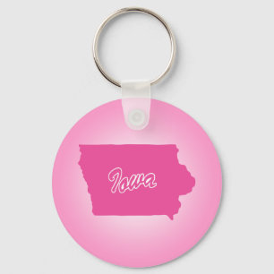 Pink State Iowa Keychain