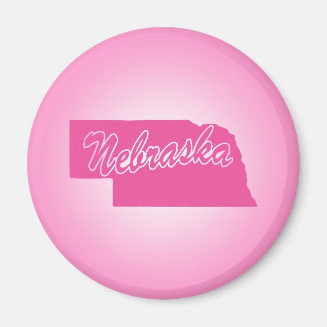 Pink State Nebraska Magnet (Front)