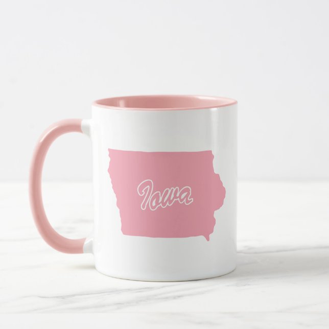 Pink State Of Iowa Shape Mug (Left)