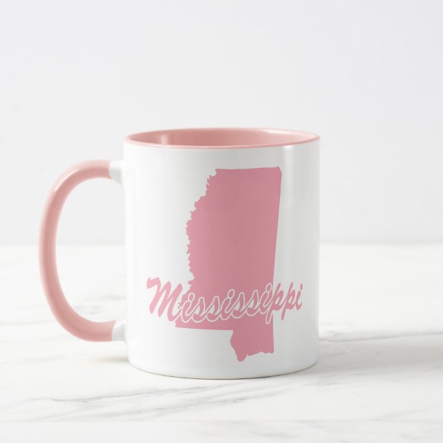 Pink State Of Mississippi Shape Mug (Left)