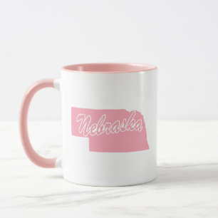 Pink State Of Nebraska Shape Mug