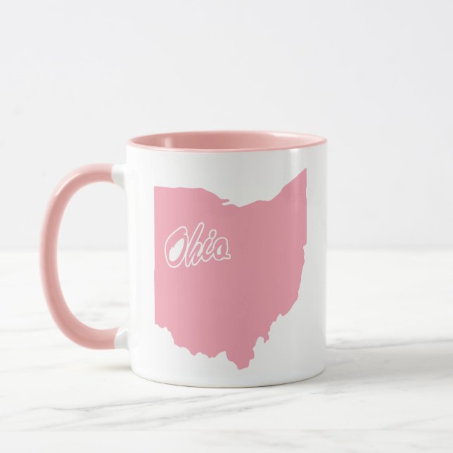 Pink State Of Ohio Shape Mug (Left)