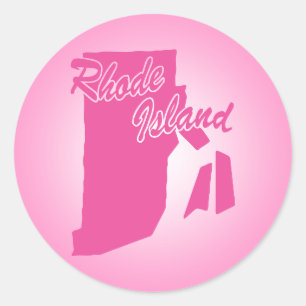 Pink State Rhode Island Classic Round Sticker