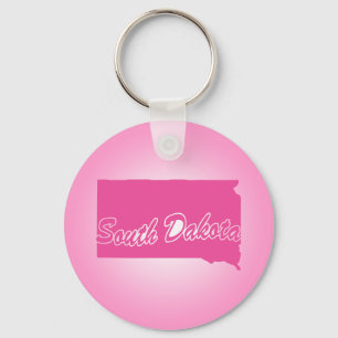 Pink State South Dakota Keychain