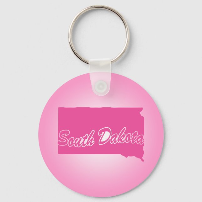Pink State South Dakota Keychain (Front)