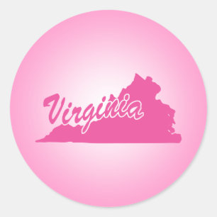 Pink State Virginia Classic Round Sticker