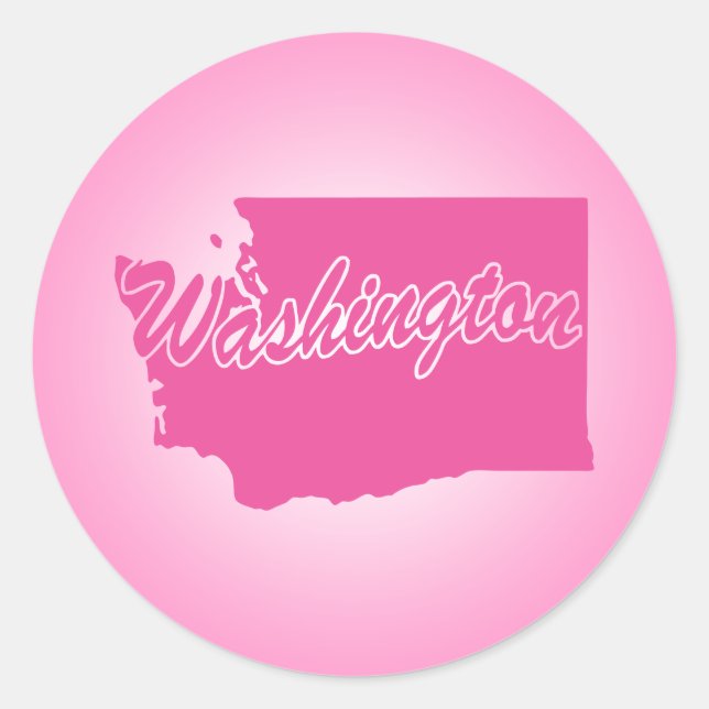 Pink State Washington Classic Round Sticker (Front)
