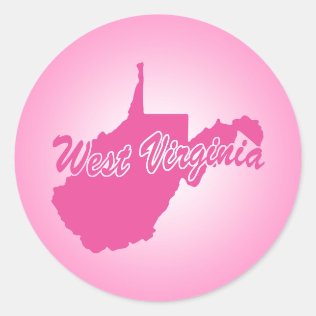 Pink State West Virginia Classic Round Sticker (Front)