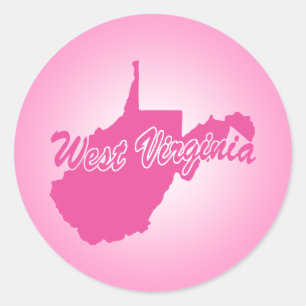 Pink State West Virginia Classic Round Sticker