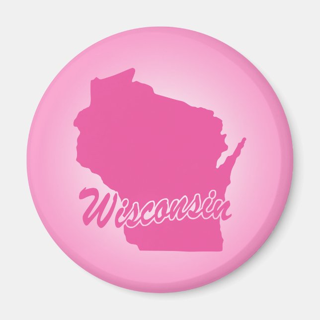 Pink State Wisconsin Magnet (Front)