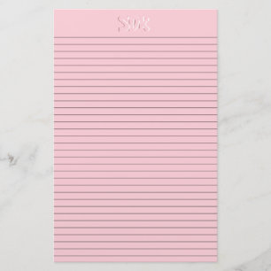 Pink Stationery Paper Monogram optional lines