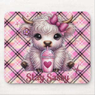 Pink, Stay Sassy, Highland Cows Mouse Pad