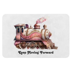 Pink Steam Train Vintage Style Inspirational Magnet