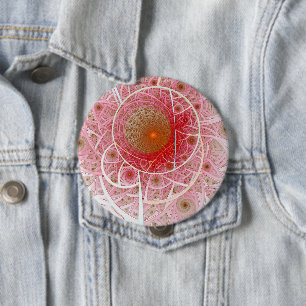 Pink Steampunk Abstract 4 Inch Round Button