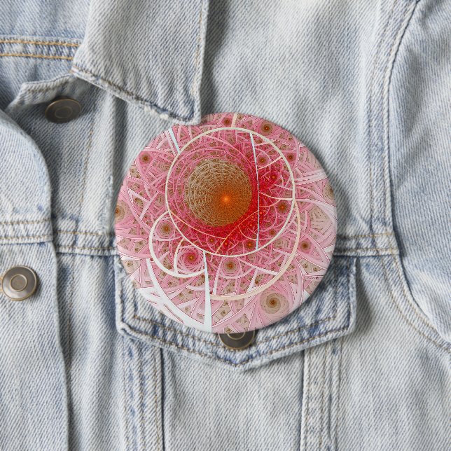 Pink Steampunk Abstract 4 Inch Round Button (In Situ)