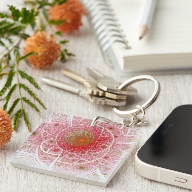 Pink Steampunk Abstract Keychain (Front Right)