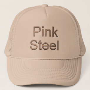 Pink Steel khaki trucker hat