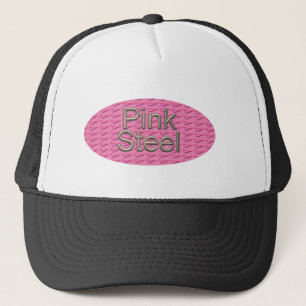 Pink Steel oval black trucker hat