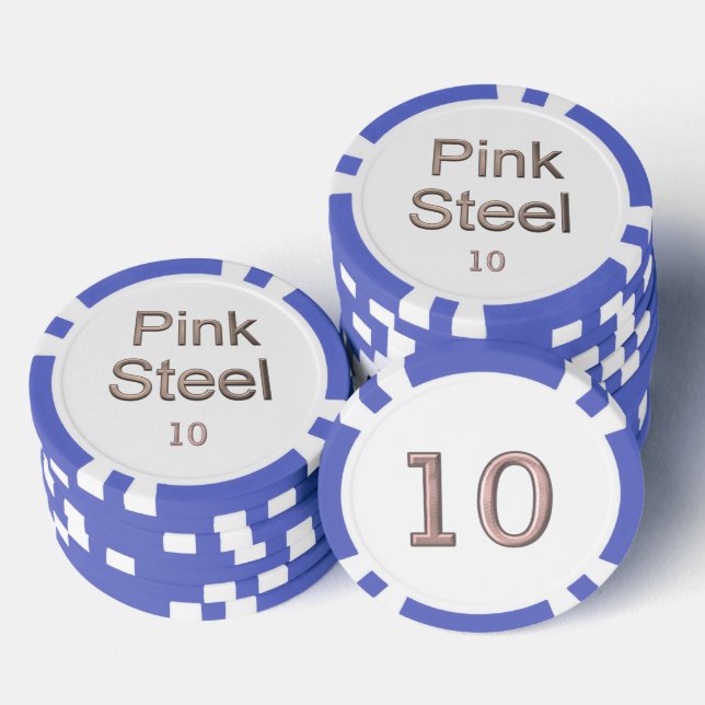 Pink Steel white blue 10 striped poker chip (Stack)