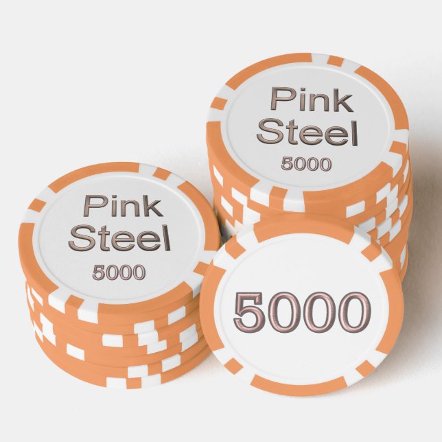 Pink Steel white orange 5000 striped poker chip (Stack)