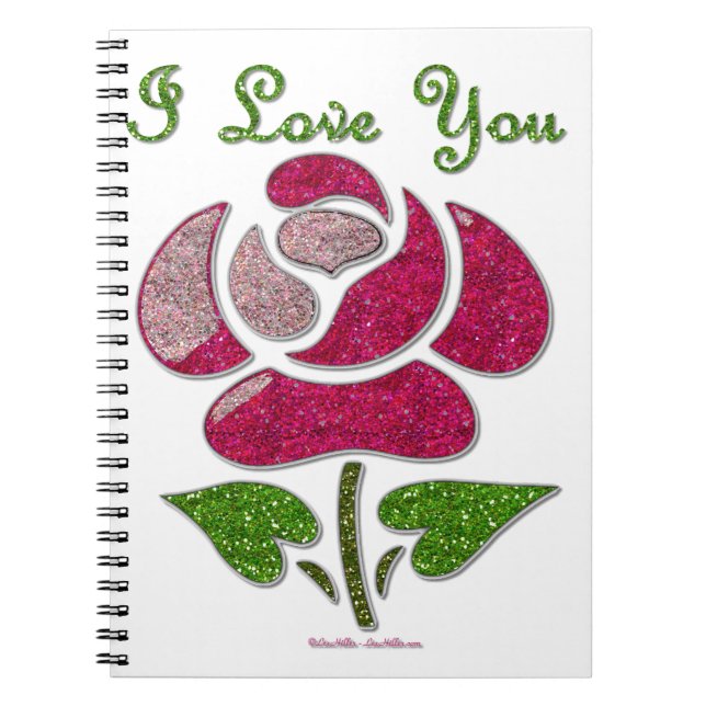 Pink Stencil Rose I Love You Notebook (Front)