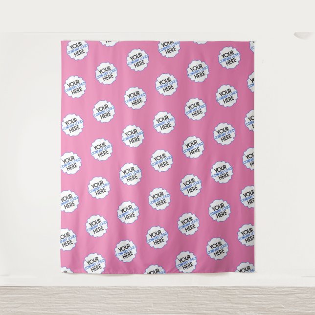 Pink Step and Repeat Backdrop Business Logo Tapestry (Front)