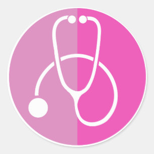 Pink Stethoscope Classic Round Sticker