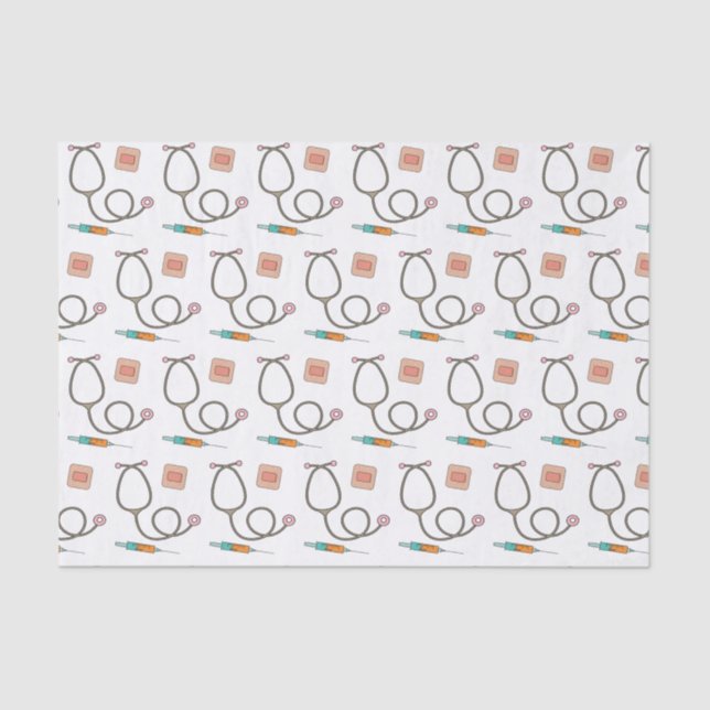 Pink Stethoscope Medical Nuse Tissue Paper (Front)