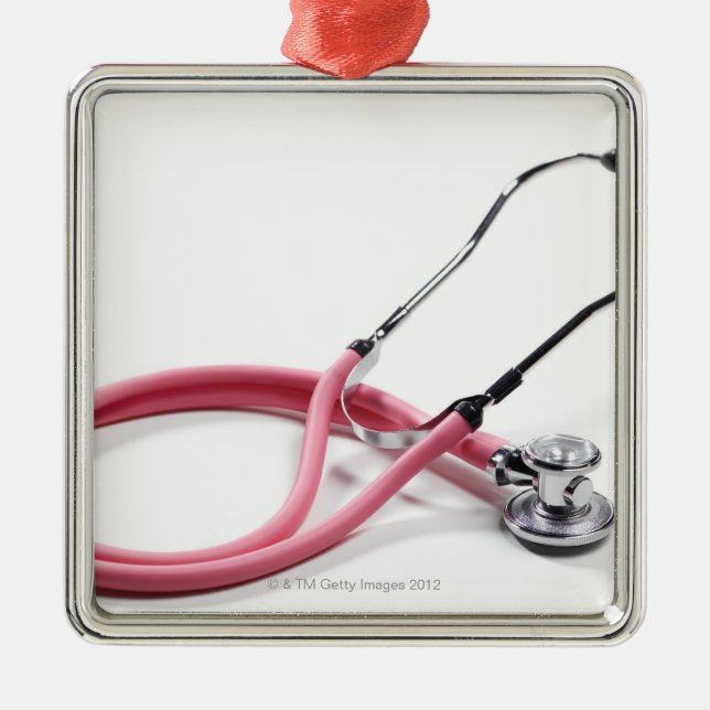 Pink Stethoscope Metal Ornament (Front)
