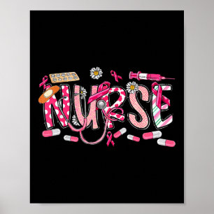 Pink Stethoscope Nurse Medical Breast Cancer Aware Poster