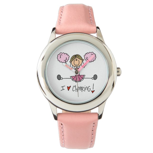 Pink Stick Figure Cheeleader Watch (Front)