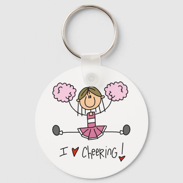 Pink Stick Figure Cheerleader T-shirts and Gifts Keychain (Front)