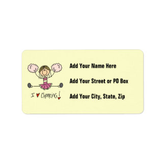 Pink Stick Figure Cheerleader T-shirts and Gifts Label