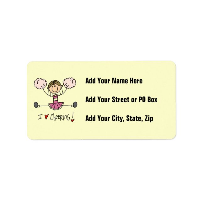 Pink Stick Figure Cheerleader T-shirts and Gifts Label (Front)