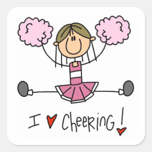 Pink Stick Figure Cheerleader T-shirts and Gifts Square Sticker