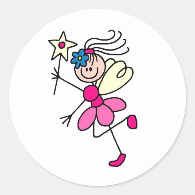 Pink Stick Figure Fairy Sticker (Front)