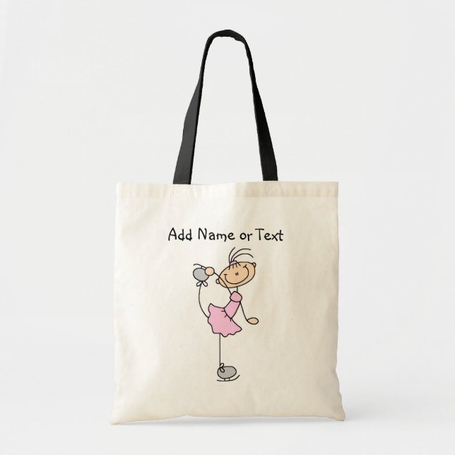 Pink Stick Figure Girl Ice Skater Customized Bag (Front)