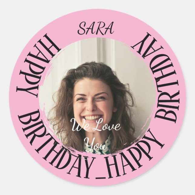 pink Sticker for birthday fully customizable (Front)